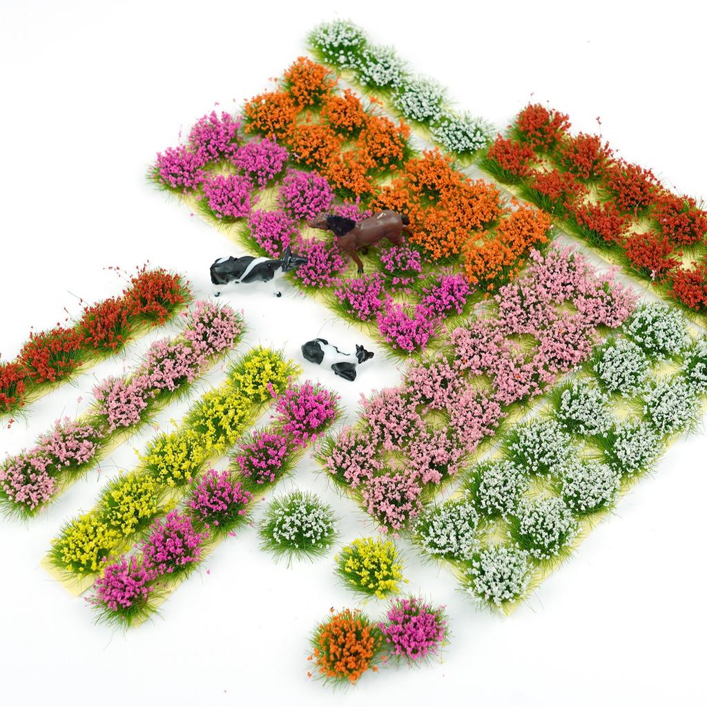 6 Stück/Karton Miniatur-Blütenbüschel für Modelle, Feine Handwerkskunst für Architektur-Eisenbahn-Dioramen, Sammlerstück-Dekoration für Mikrolandschaften