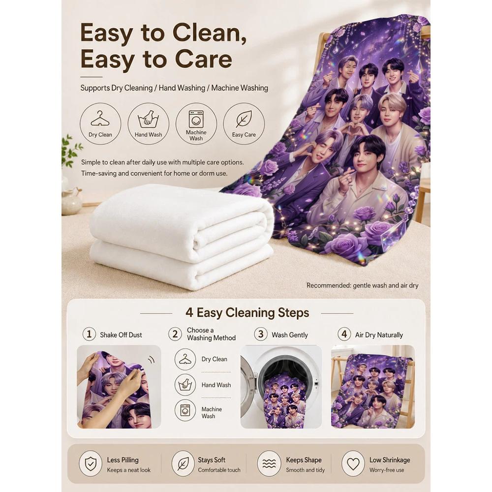 Starry Purple Rose Fantasy Blanket Soft And Comfortable Suitable For All Seasons Office Rest Blanket Air Conditioning Blanket Digital Printing