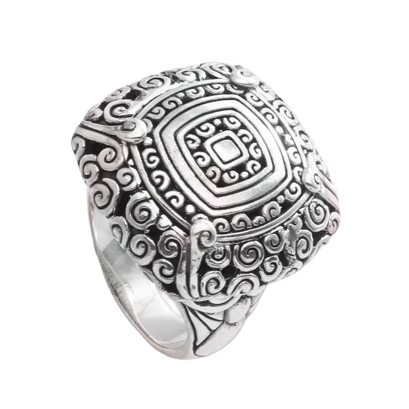 Decorated With Retro Thai Silver Ethnic Style Palace Pattern Ring Fashionable Personality Ring