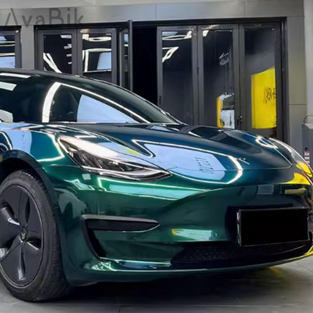 Hight Glossy PET Midnight Green Vinyl Car Wrap Film Aurora Green Self Adhesive Stickers Bubble Free Console Computer Laptop Skin