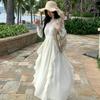 French Off-the-shoulder Super Fairy Vacation Dress, New Neck Sexy and Thin Temperament Pure Desire Style Fairy Dress