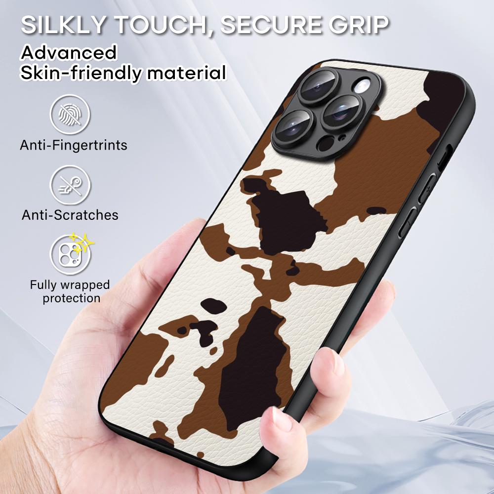 Cow print cteative painting art pattern Phone Case For iPhone 16 15 14 13 12 11 Plus Pro Max Limited Black hard case Sheepskin