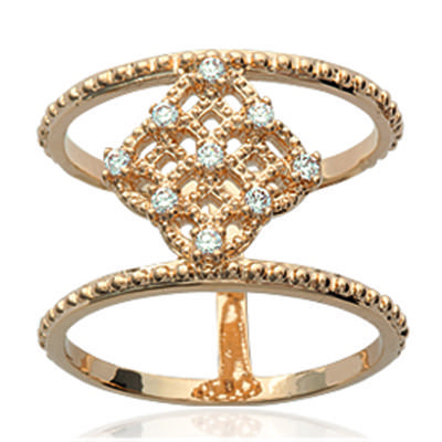 Gold Plated Ring 'Goddess' White Gold - 14 Mm