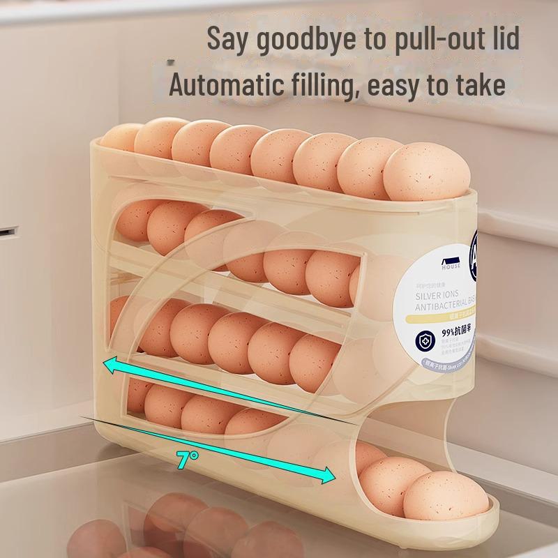 Pudełko do przechowywania jaj: Klasa spożywcza, Konstrukcja z wysuwanymi rolkami do drzwi lodówki, Zapobiega powstawaniu zapachów