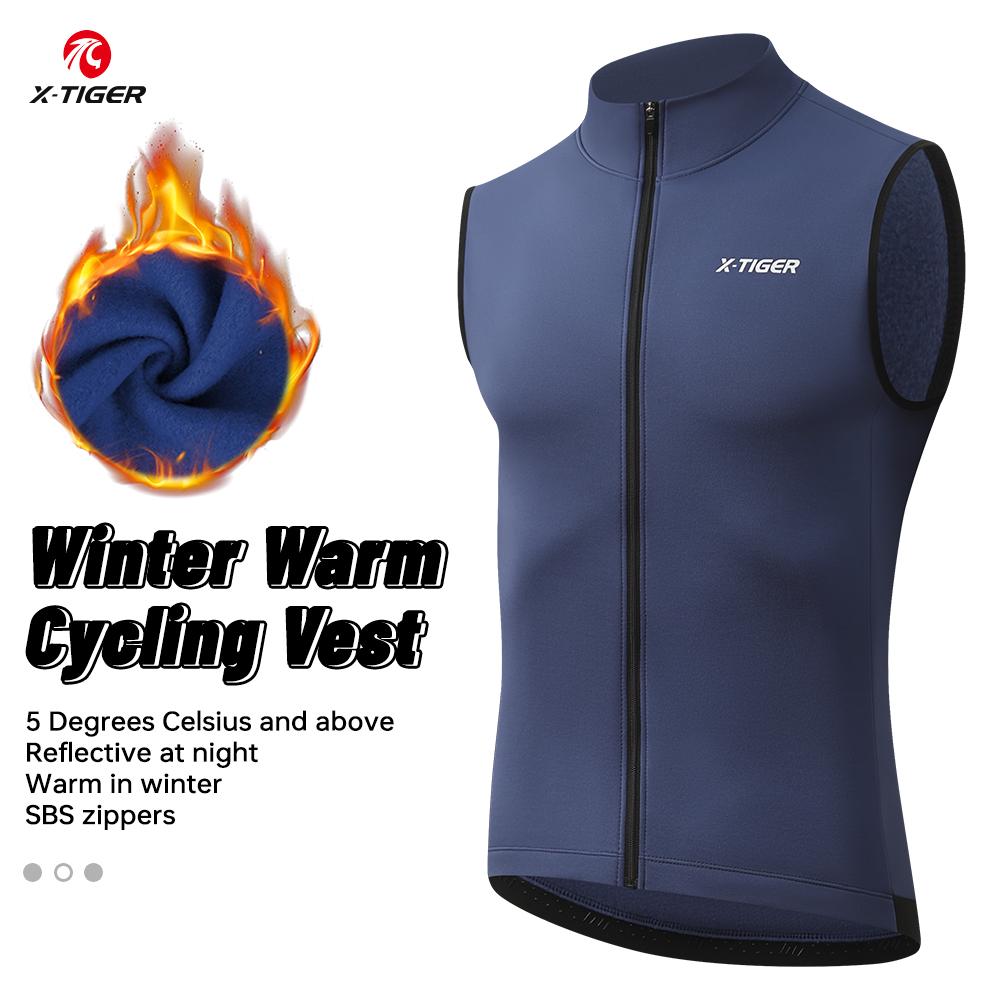 X-TIGER Winter Warm Cycling Vest Fleece Windproof Bike Jacket Sleeveless Coat Bicycle Thermal Vest Unisex Cycling Jerseys