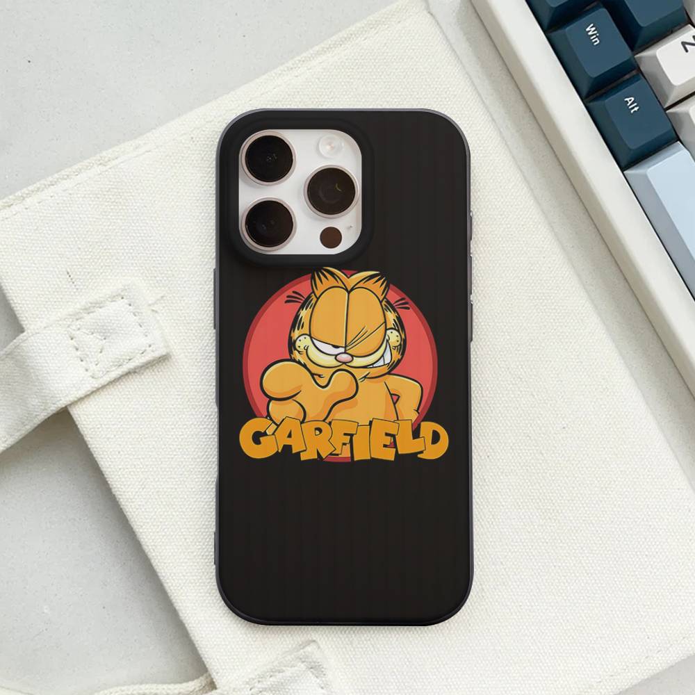 Cute Anime G-Garfields Cat Corrugated Pattern Case For IPhone 16E SE4 12 17 16 15 14 13 11 Pro Max Stripe Cover
