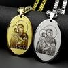 Klassische Jungfrau Maria mit Kind Anhänger Halskette für Damen Herren Edelstahl Vergoldet Katholisch Mutter Maria Kette Schmuck