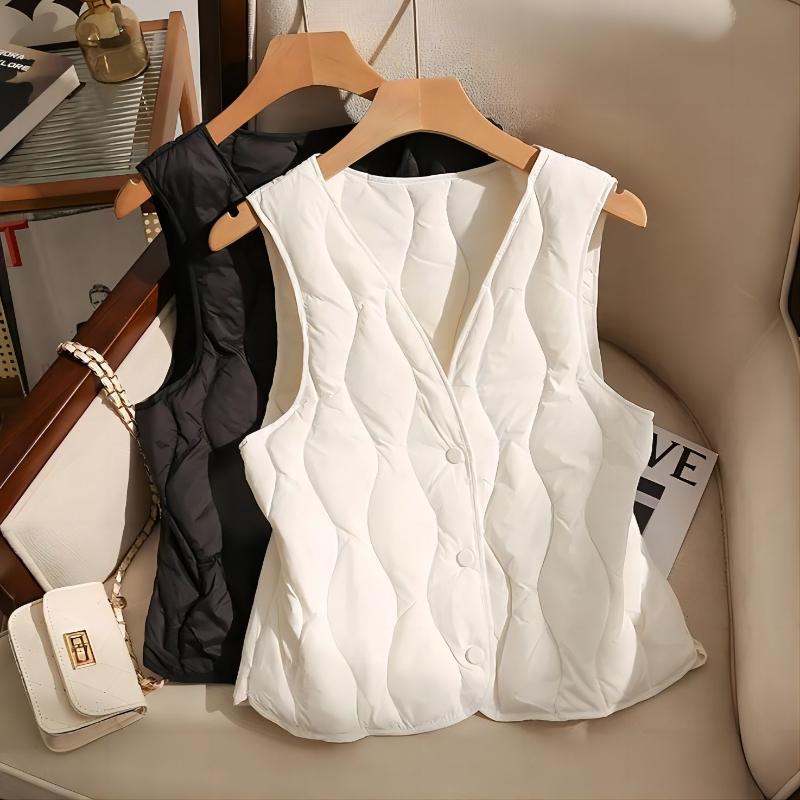Vintage Ultra-thin Vest Streetwear 2024 New Autumn Winter Fashion Vest Warm Casual Buttons Cotton-padded Jacket Female