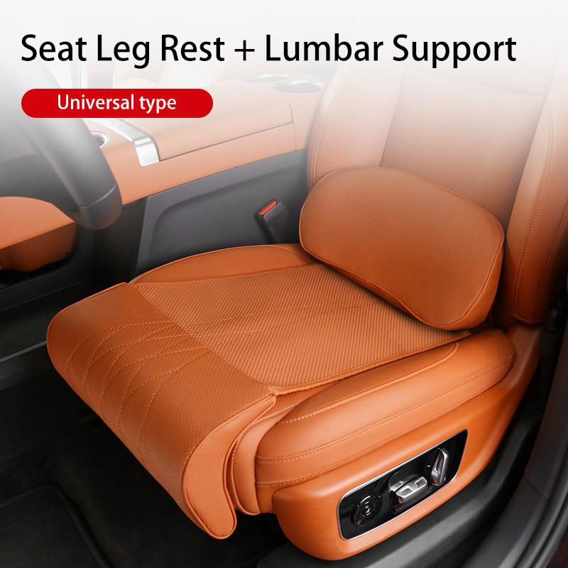 Leather Leg Support Extension Seat Cover Memory Foam Extender Cushion With Backrest Car Interior Accessories Universal Car