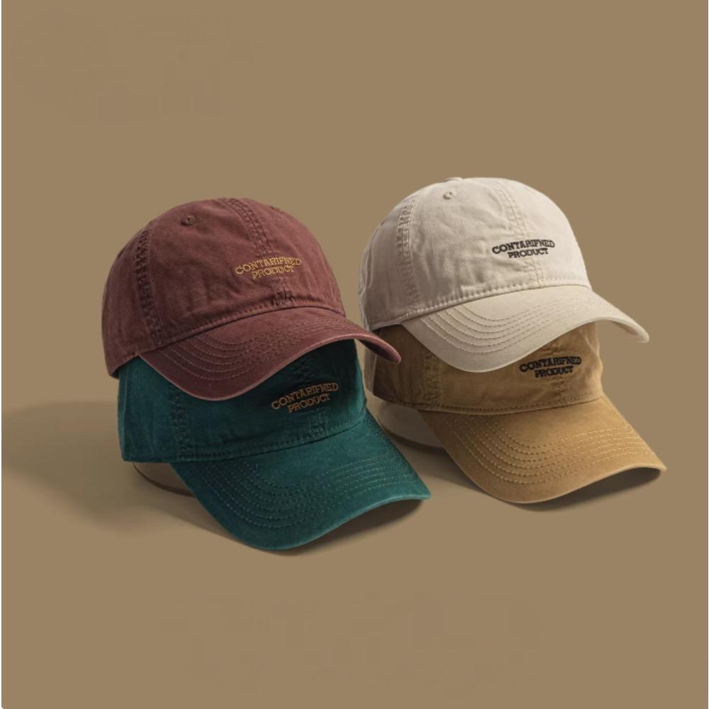 Classic Korean Cotton Baseball Cap for Men Women, Embroidery Letter Plain Vintage, Perfect for Outdoor Daily Wear Streetwear