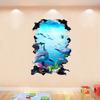 Fake Window Dolphin Wall Sticker Sea Underwater Wall Fake Window Wall Chic Room Stylish - Animals, Fish, Whale, Ground, 3D, World, Wallpaper, Decal,