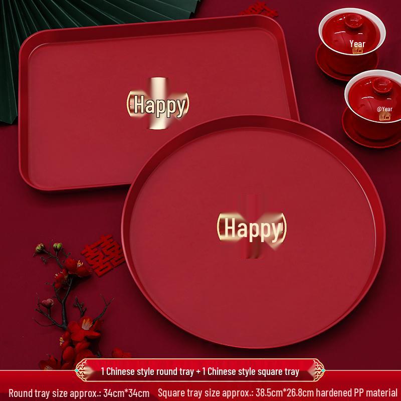 Red Festive Wedding Serving Tray for Fruit and Candy
