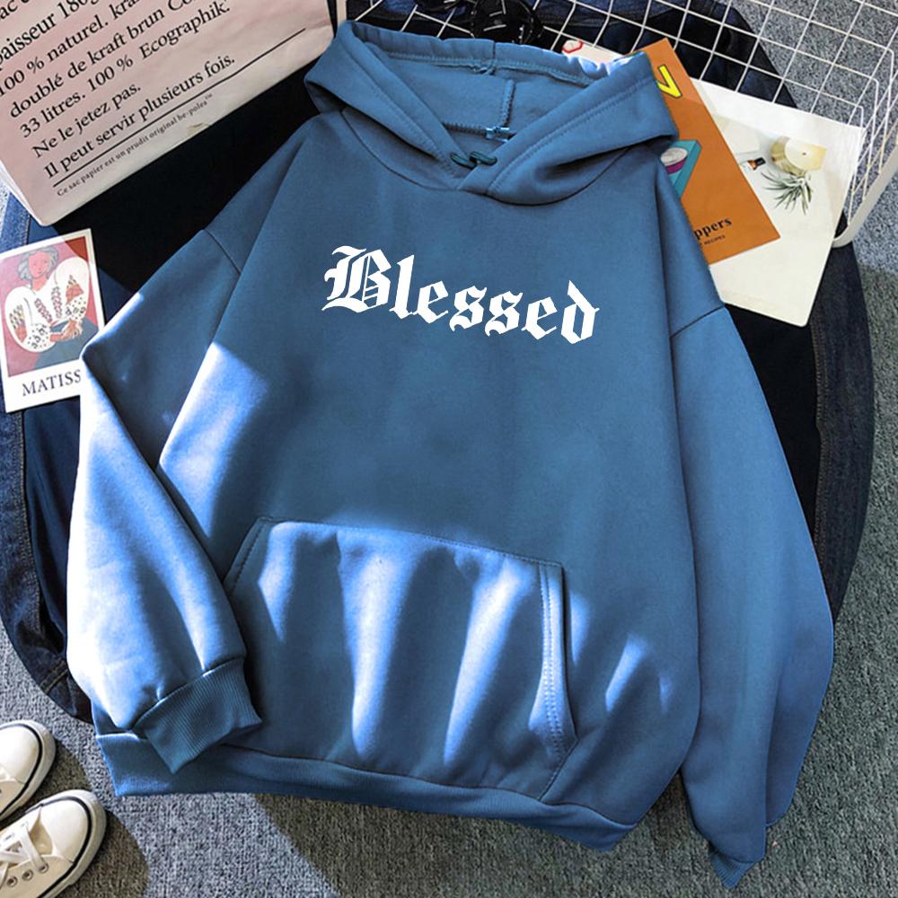 Blessed Creativity Printed Hoodies Women Street Style Hip Hop Hoody Autumn Loose Clothing Comfortable Pullover Sweatshirt