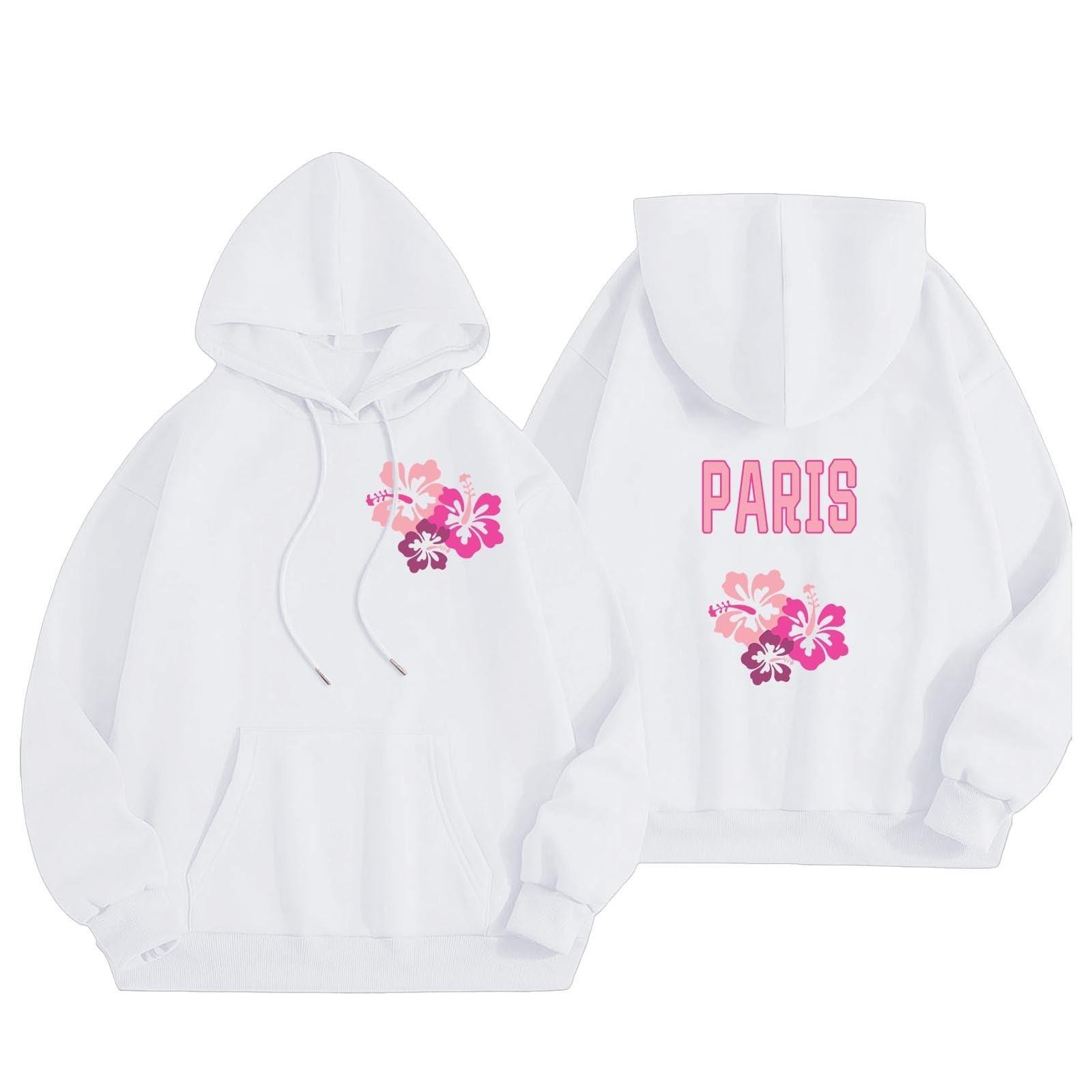 

Женская спортивная рубашка с длинными рукавами, повседневная толстовка с капюшоном и карманом с надписью на шнурке S белый