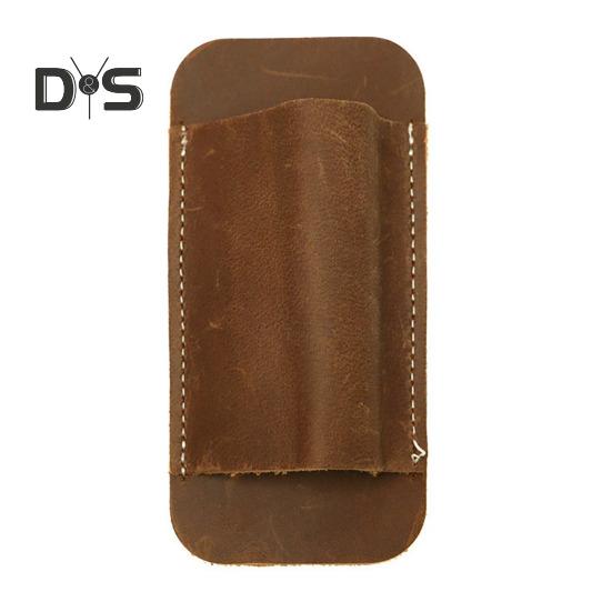 Leather Knife Sheath Men EDC Organizer Retro Belt Carrying Knife Holder Pocket Folding Knife Holster Horizontal Scabbard for Adventurers Belt
