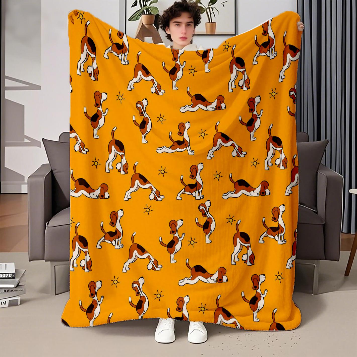 

The Cute Dog Pose Blanket Printed Throw Blanket Plush Fluffy Flannel Fleece Blanket Soft Throws for Sofa Couch and Bed 150x200cm