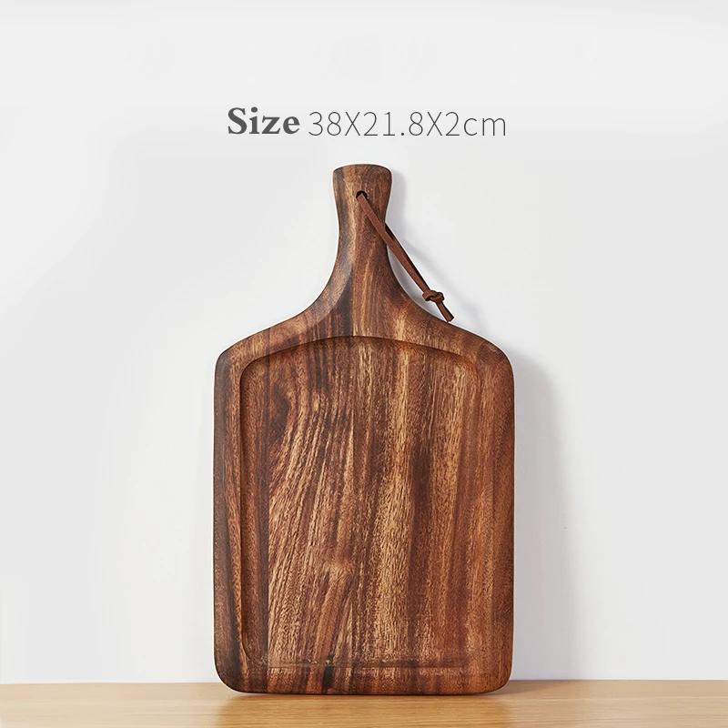 Japanese Wooden Pizza Plate Steak Wooden Tableware Bread Board Wood Tray Western Food Set Dinner Plates Solid Wood Steak Plate
