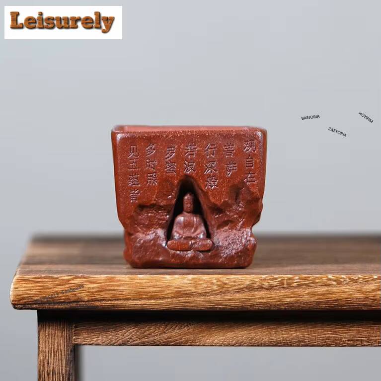 111ml Yixing Zisha Cave Buddha Teacup Japanese Tea Bowl Water Jug Tea-tasting Smelling Cup Chazhan Master Cups Tea Services Gift