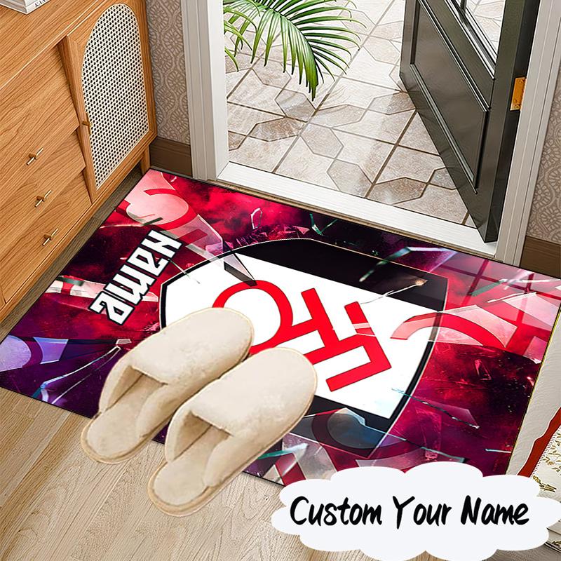 Custom Name Fulham FC Crest Rug for Living Room, Game Rooms, Office, Bedroom, Floor Mat Playful Design, fan gifts Christmas decor