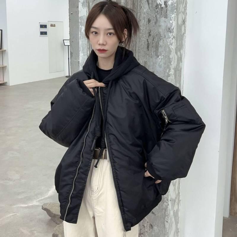 

2025 Бавовняний бомбер з капюшоном: Вільний крій, Потовщений теплий американський бейсбольний стиль 2XL 140-155 jin