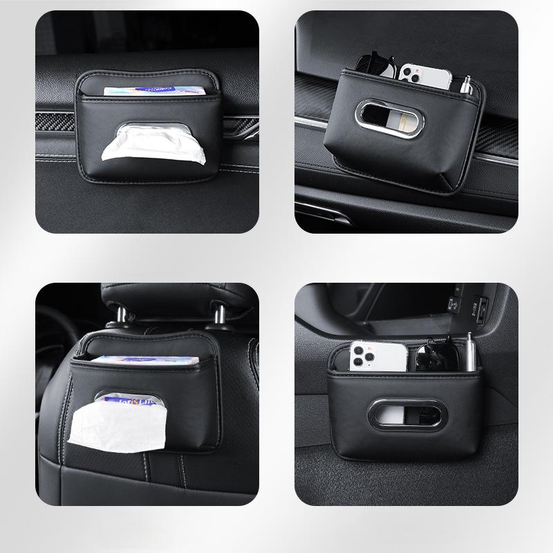 Car Tissue Holder Leather Paper Towel Dispenser Napkin Storage Box For Seat Back Door Driver Side Pocket Interior Accessories