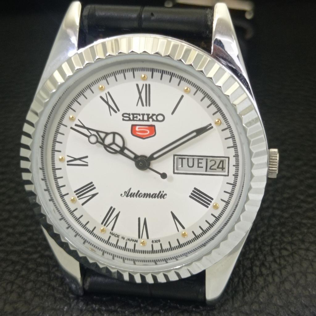 VINTAGE REFURBISHED SEIKO 5 AUTOMATIC JAPAN MENS ROMAN FIGURE WATCH a442079-1