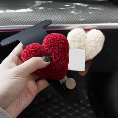 Yousheng Car Hook Heart Decor Faux Leather Heavy Duty Car Hook Hanging Bags Keys Clothes Sundries Auto Organizer Holder