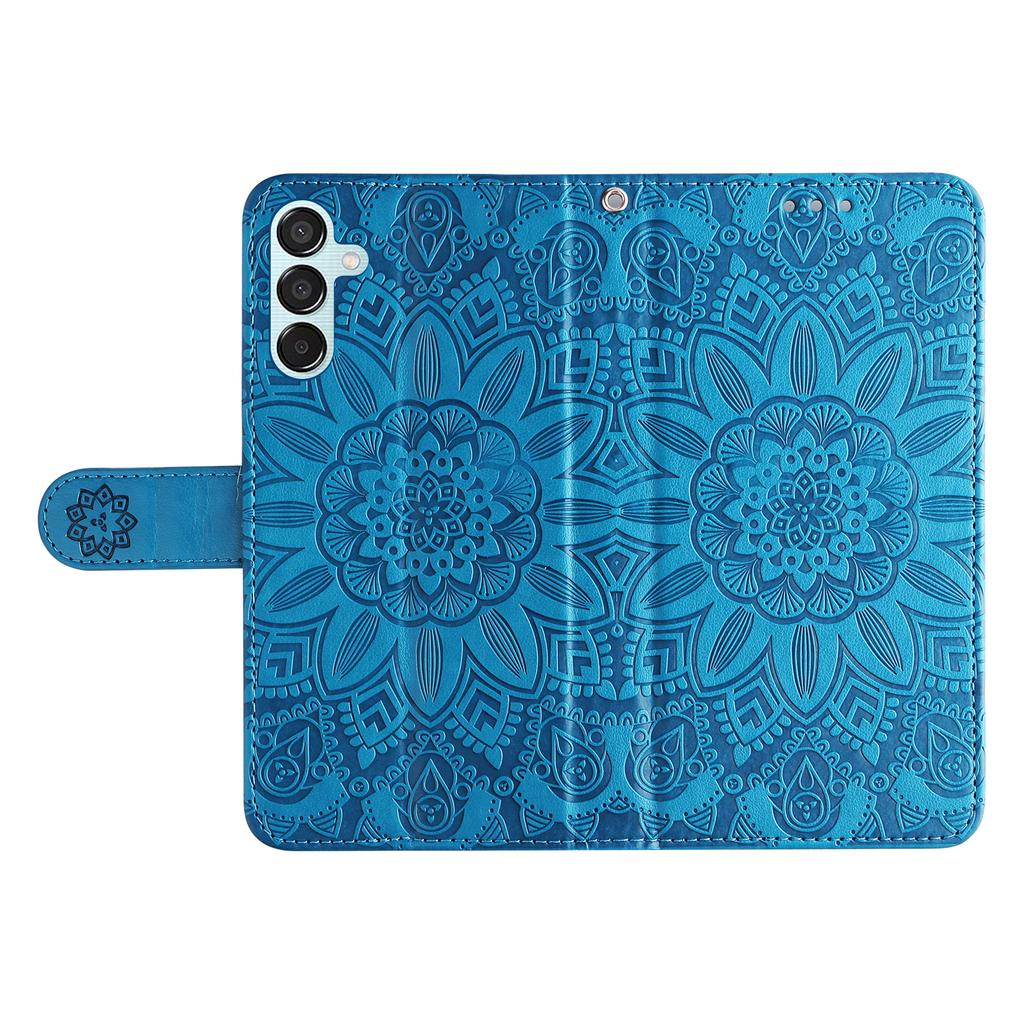 For Samsung Galaxy M15 5G/F15 5G PU Leather Phone Case Imprinted Sunflower Card Holder Stand Phone Cover
