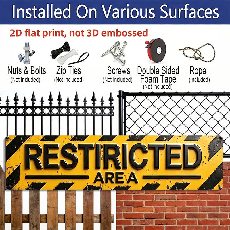 2D FLAT 1pc Restricted Area Sign Vintage Warning Aluminium Decorative Sign Wall Art Wall Decor Room Decor Home Decor Restaurant Decor Bar Decor Cafe