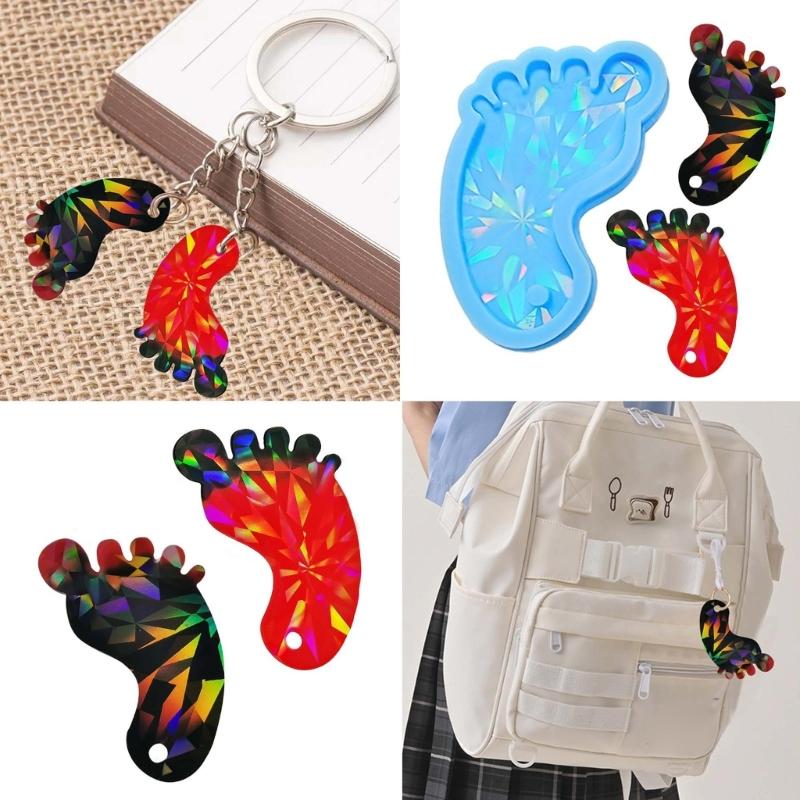 Small Foot Ornament Silicone Mold Woman Keychain Decorative Pendant Resin Casting Mould Jewelry Molds for DIY Crafts