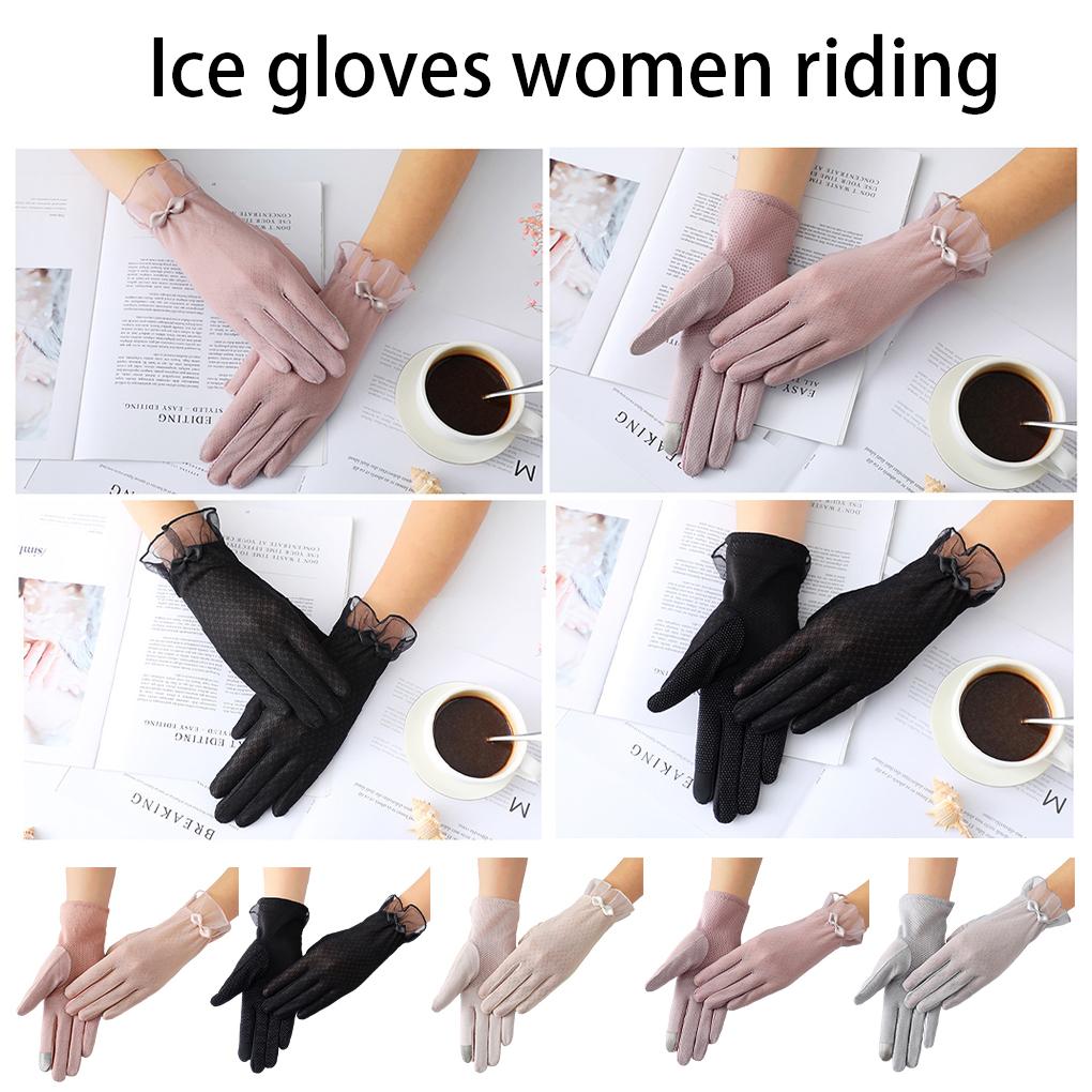Sunscreen Gloves Lace Style Ice Silk Thin Mesh Breathable Sun Block Elegant Women Mittens Summer Accessories Costumes Supplies