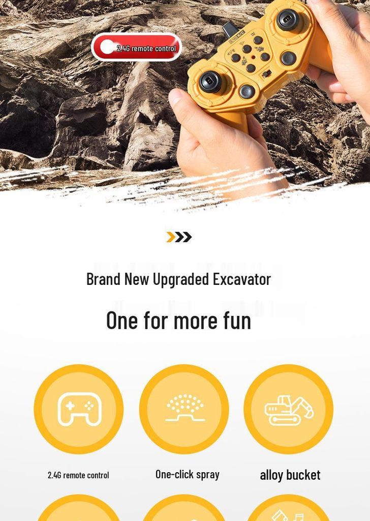 Children's Remote Control Excavator Toy - Large Electric Alloy Digger with Spraying Feature