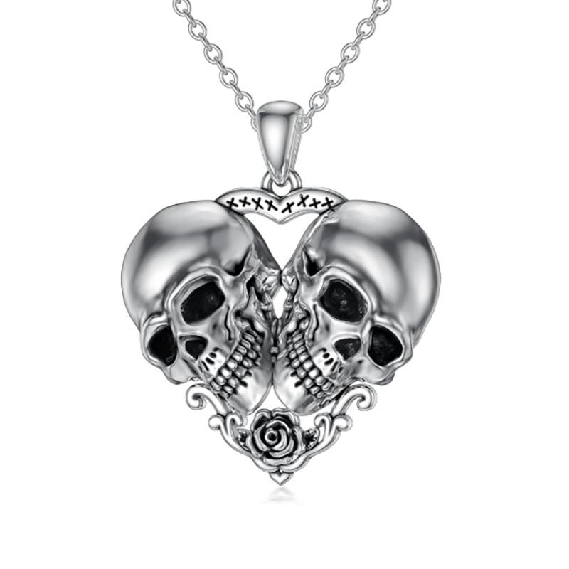 New Oil Dripping Retro Skull Necklace Fashion Halloween Gift Pendant Accessories 60CM