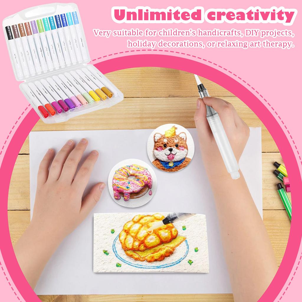 Paint, 3D Painting Canvas Sponge, Popcorn Painting Texture Painting Set, DIY Bubble Painting Brush Art Supplies 5ml