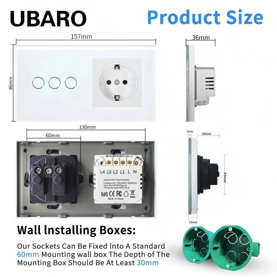 European Standard Zigbee Smart Switch with Graffiti Design, Glass Panel, and Alice Voice Support