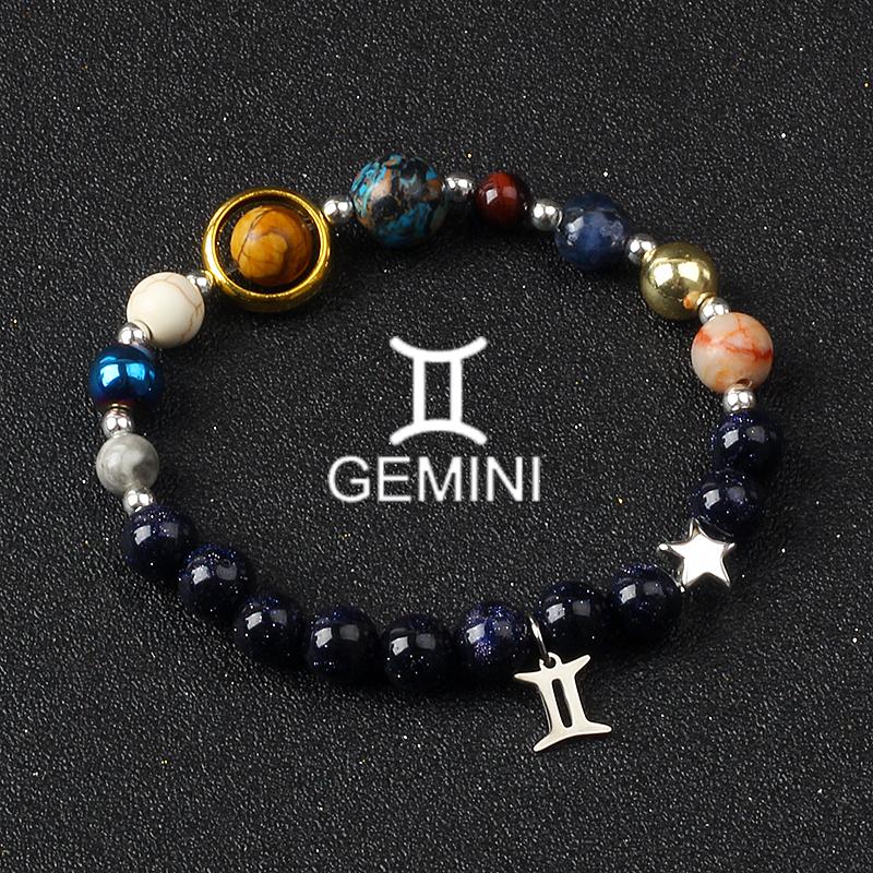 Solar System Galaxy Planets Bracelets for Women Women Zodiac Virgo Cancer Leo Libra 12 Constellation Charm Bracelet Jewelry Gift