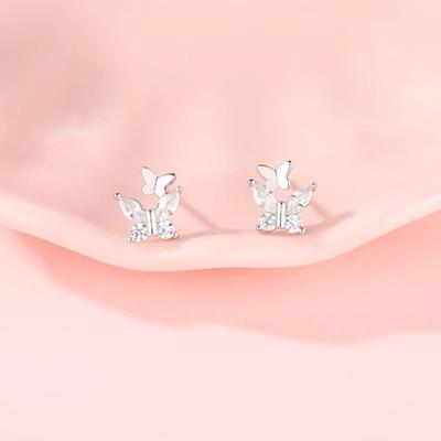 Two Butterfly Stud Earrings for Women's New Niche Super Fairy Earrings Temperament Mori Ear Jewelry