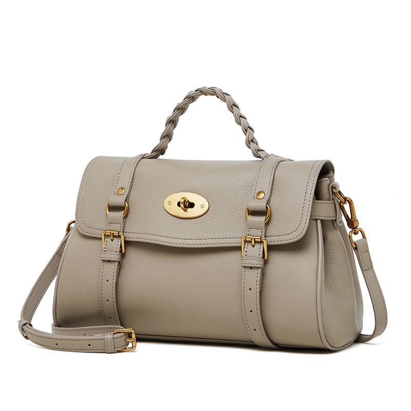 Leather messenger bag cowhide portable shoulder messenger bag tote bag women's new commuter briefcase versatile