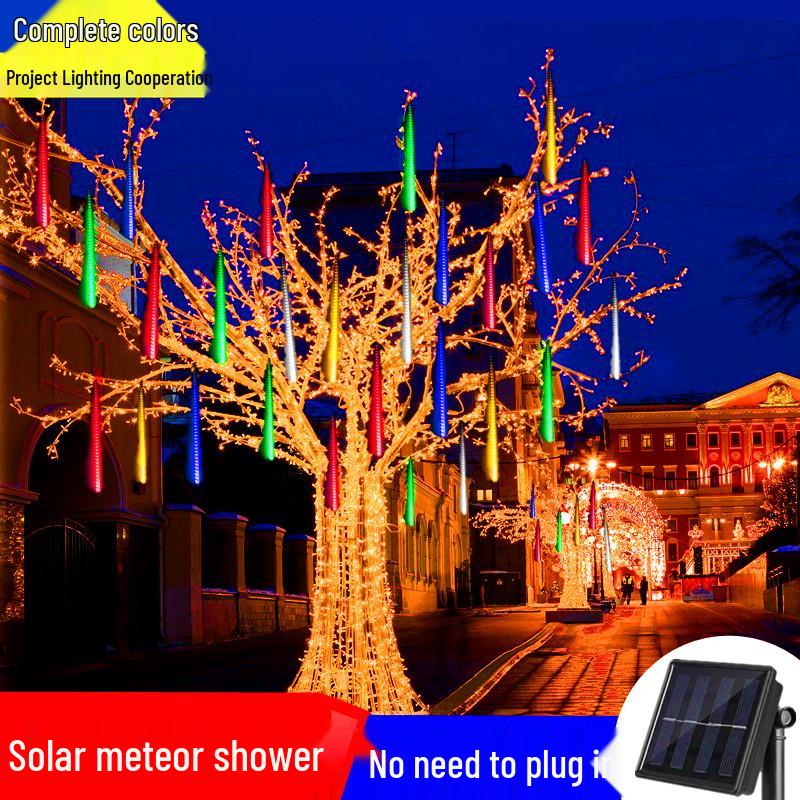 

Colorful Solar LED Meteor Shower Patio Lights - Waterproof Outdoor Fairy String Lights Plug-in Meteor Shower - 8 Pieces 50cm Colorful