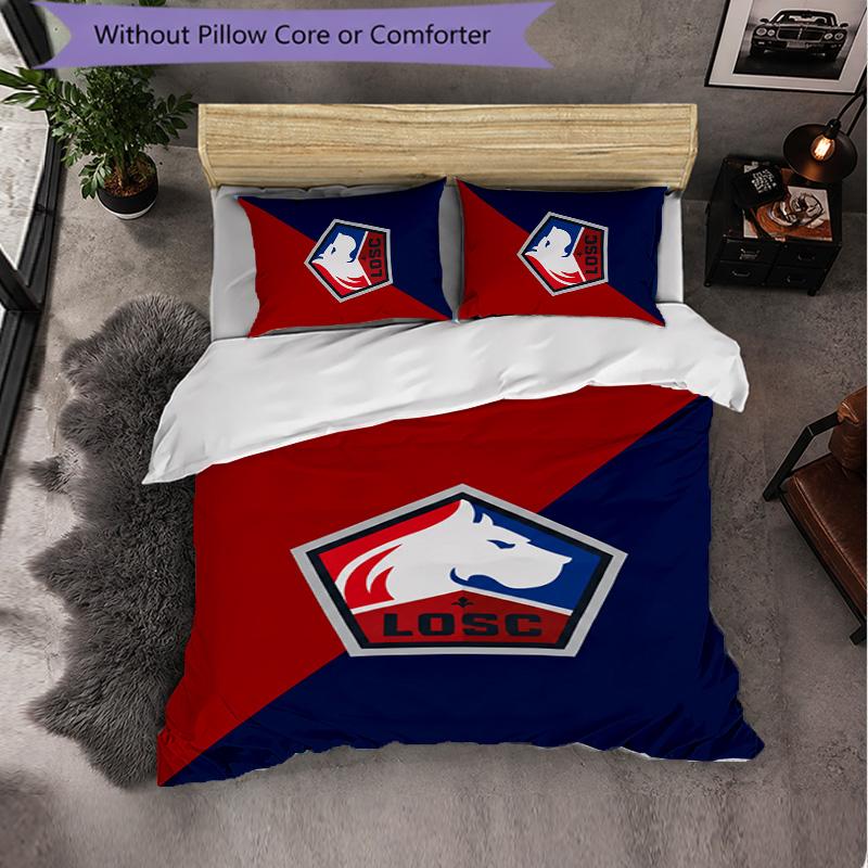 LOSC Lille FC Themed Bedding 3Pcs Duvet Cover Set Decorative Bed Linen For Teen Room Home Decoration