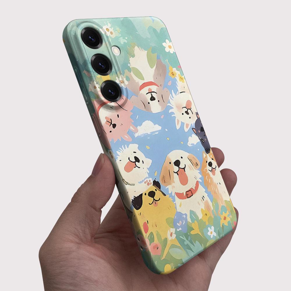 Cartoon Dog Pattern Glossy Film Hard PC Phone Case for Google Pixel 7 7a 8 8a 9 9a Pro XL 5G