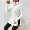 2026 Plus Size Turtleneck Pullover Women Sweater Slim Fit Ribbed Knit Mid-length Top Solid Color Fashion Elegant Autumn Winter Basic Slim Fit Clothing