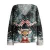 Damenmode Lässig Langarm Weihnachts Schneemann Druck V-Ausschnitt Oberteil