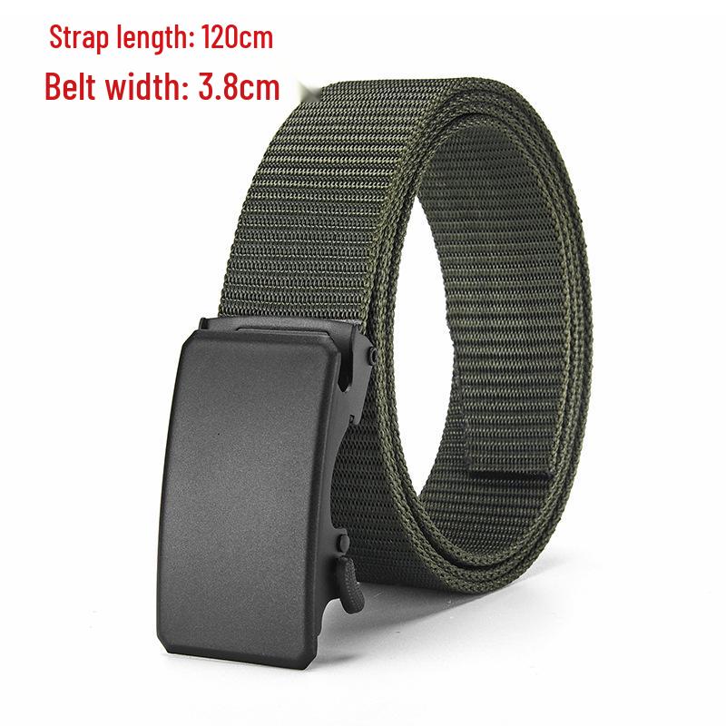 Men's Tactical Canvas & Nylon Woven Belt with Leather Trim - Elastic and High-End Accessory