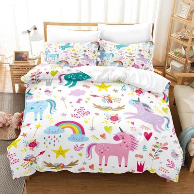 Lindo Juego de Cama Unicornio de Ensueño Adultos Niños Invierno Fundas Nórdicas Niños,Twin Full Juego de Dormitorio Textiles para el Hogar Housse De Couette