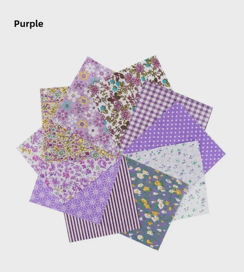 100-Color Patchwork Cloth Set: Floral, Plaid & Polka Dot Plain Weave Cotton for DIY Crafting