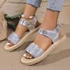 Women Flat Sandals 2026 New Elastic Strap Platform Sandals Woman Lightweight Plus Size Round Toe Shoes Women Zapatos De Mujer