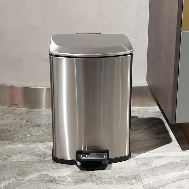 Kitchen Waste Bins Stainless Steel Wastebin Foo Waste Disposal Baskets Anti Odor Garbage Bin Office Wastebasket Large Capacity