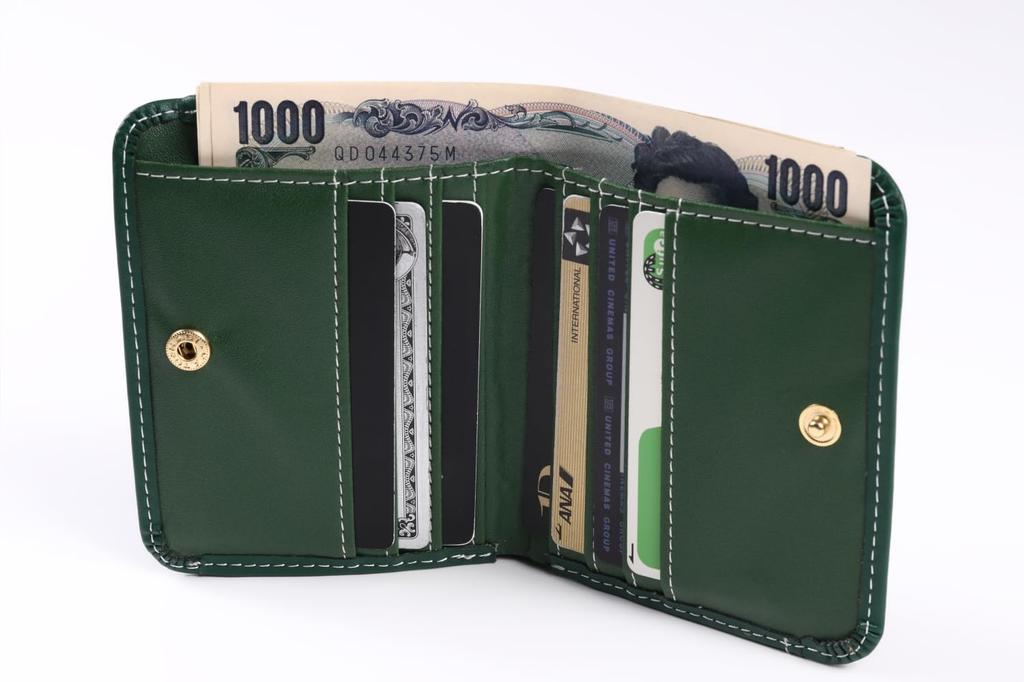Compact Bi-fold Wallet, Made of Split Cowhide Leather, Two-tone, with Coin Purse, Palm-sized (GR X Wine)