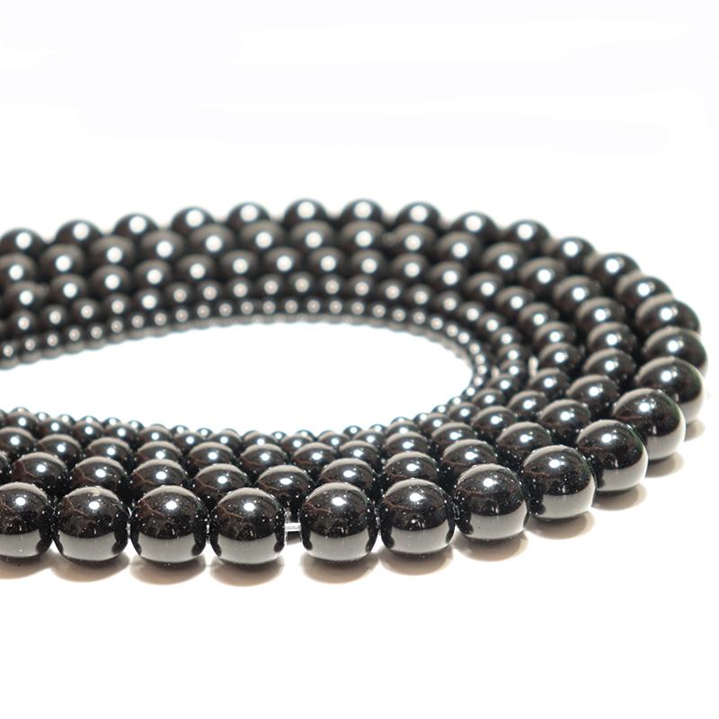 Economical 4/6/8/10/12mm Obsidian Stone For Jewelry Making Handmade Black Round Loose Beads DIY Bracelet Necklace Anklet Earring